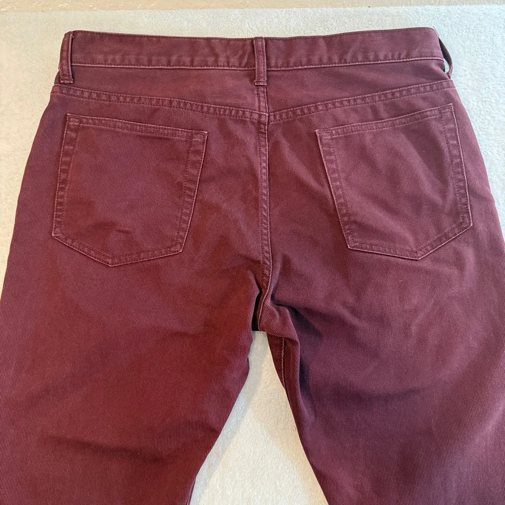 J.Crew 770 Straight Fit Corduroy Pants Mens 34x32 Burgundy Maroon Cotton